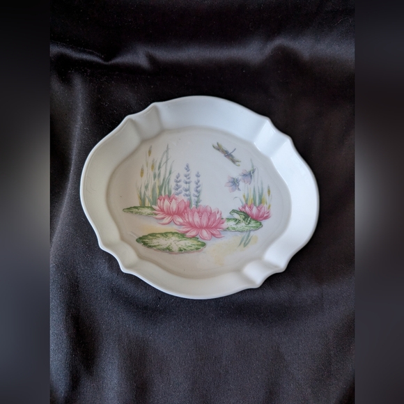 Vintage Aynsley Bone China Lily Pond fluted vase and Trinket dish - Picture 8 of 8